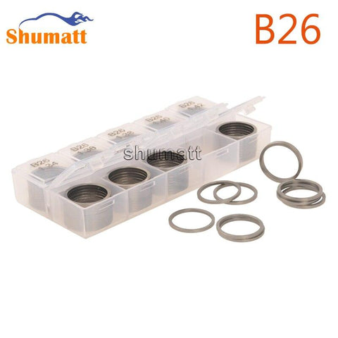 100pcs Common Rail Parts B26 Brand 120 Series Injector Repair Adjusting Washer Shims Thickness 1.34-1.52mm Accuracy 0.01mm