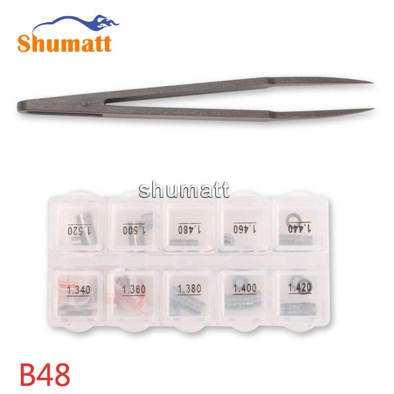 100pcs Common Rail Parts Diesel Injector Valve Assy Adjusting Washer Shims B48 Thickness 1.38-1.56mm
