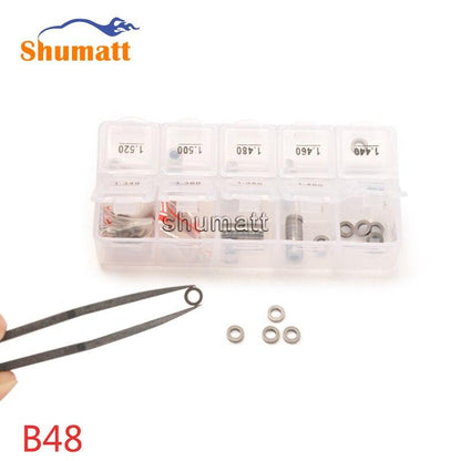 100pcs Common Rail Parts Diesel Injector Valve Assy Adjusting Washer Shims B48 Thickness 1.38-1.56mm